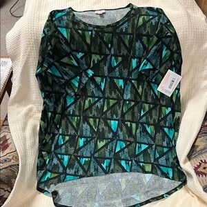 LuLaRoe Black and Green Geometric Top